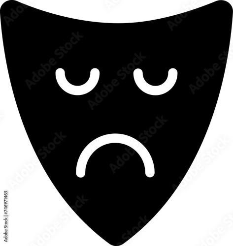 Sad face mask glyph icon in flat style.