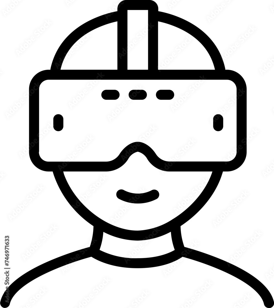 Black line art illustration of vr man icon. Black line art illustration of vr man icon.