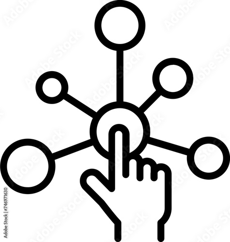 Line art illustration of interactivity icon.