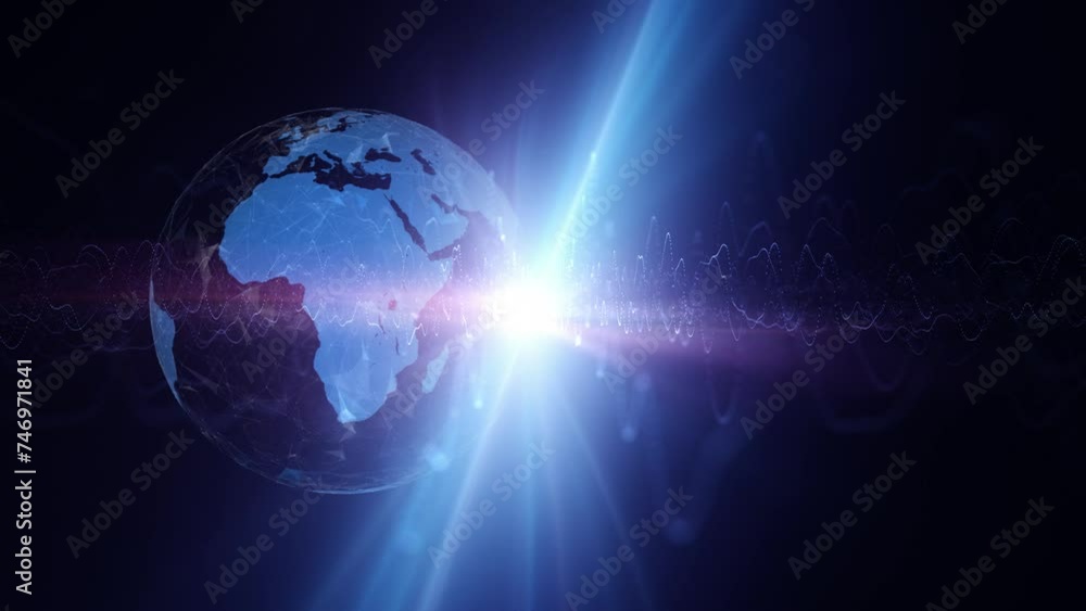 Seamless loop 3d digital earth planet with glowing lights animation. Seamless loop 3d digital earth planet with glowing lights animation.