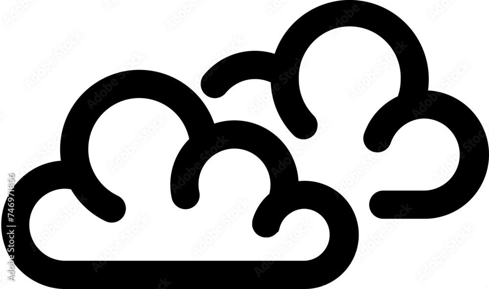 Cloudy weather icon in line art. Cloudy weather icon in line art.