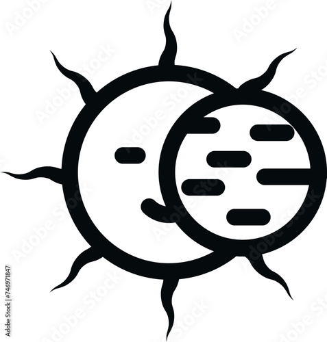 Vector illustration of sun eclipse flat icon.