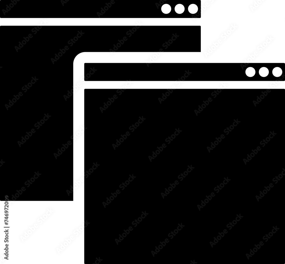 Web browser window glyph icon or symbol. Web browser window glyph icon or symbol.