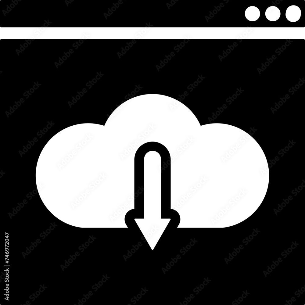 Online cloud download glyph icon or symbol. Online cloud download glyph icon or symbol.