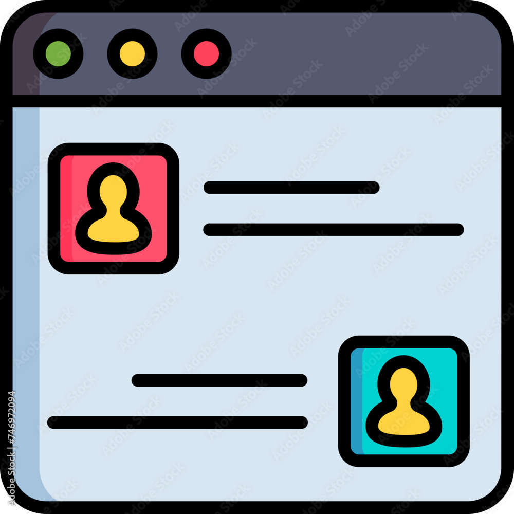 Flat style Online Video Chatting Website icon or symbol. Flat style Online Video Chatting Website icon or symbol.