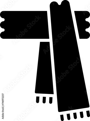 B&W scarf icon in flat style.