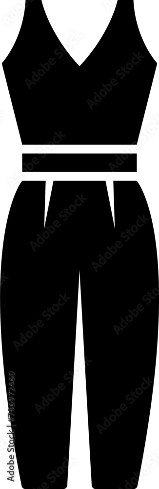 Sleeveless top and long pant glyph icon. Sleeveless top and long pant glyph icon.