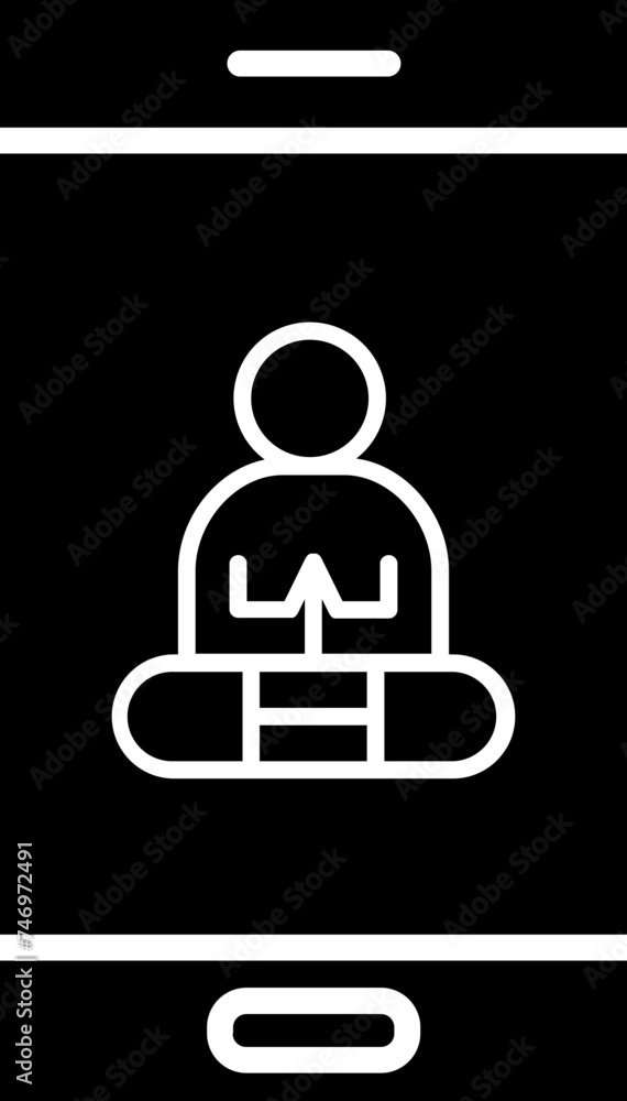 yoga app in smartphone screen icon or symbol.