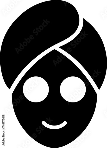 Woman facial face glyph icon or symbol.