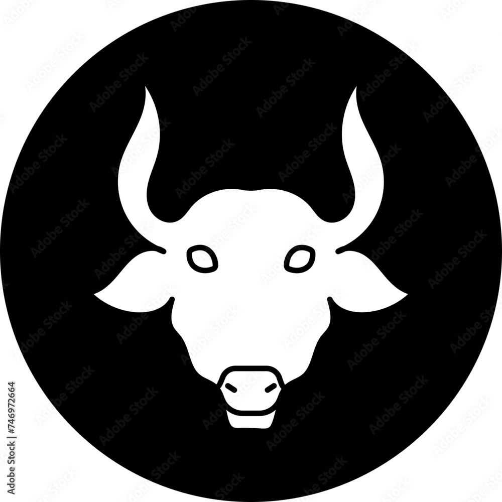 Flat Style Taurus Zodiac Sign in B&W Color. Flat Style Taurus Zodiac Sign in B&W Color.