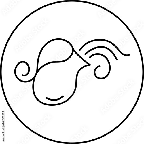 Aquarius Zodiac Sign in Black Line Art.