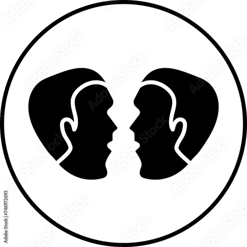 Zodiac Gemini Sign on Round Shape. Glyph Icon or Symbol.