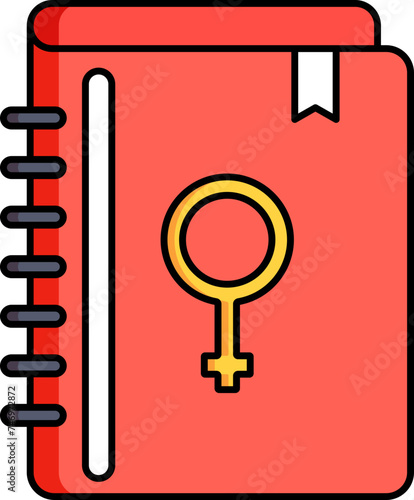 Flat style Female Gender Book icon or symbol.