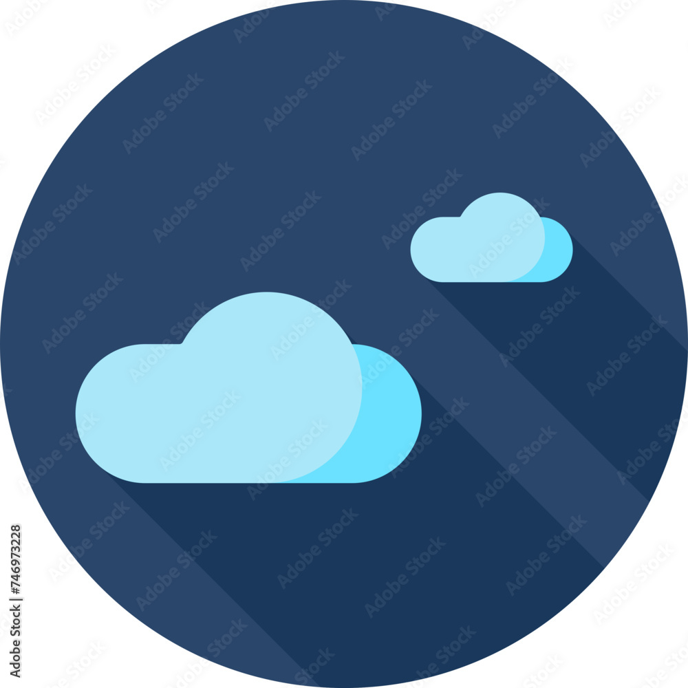 Flat style Clouds icon in blue color. Flat style Clouds icon in blue color.