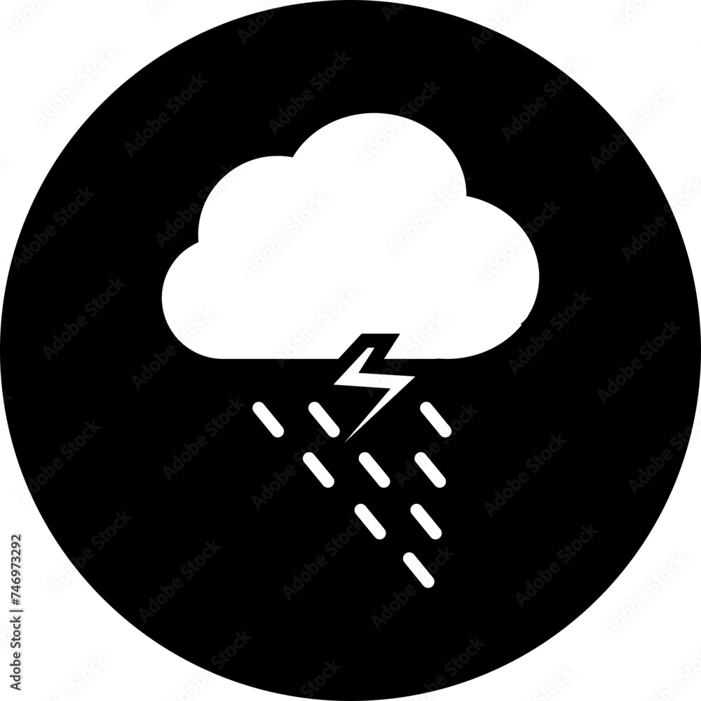 Thunderstorm Weather glyph icon in flat style. Thunderstorm Weather glyph icon in flat style.
