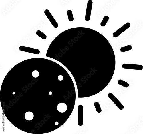 Sun eclipse glyph icon or symbol.