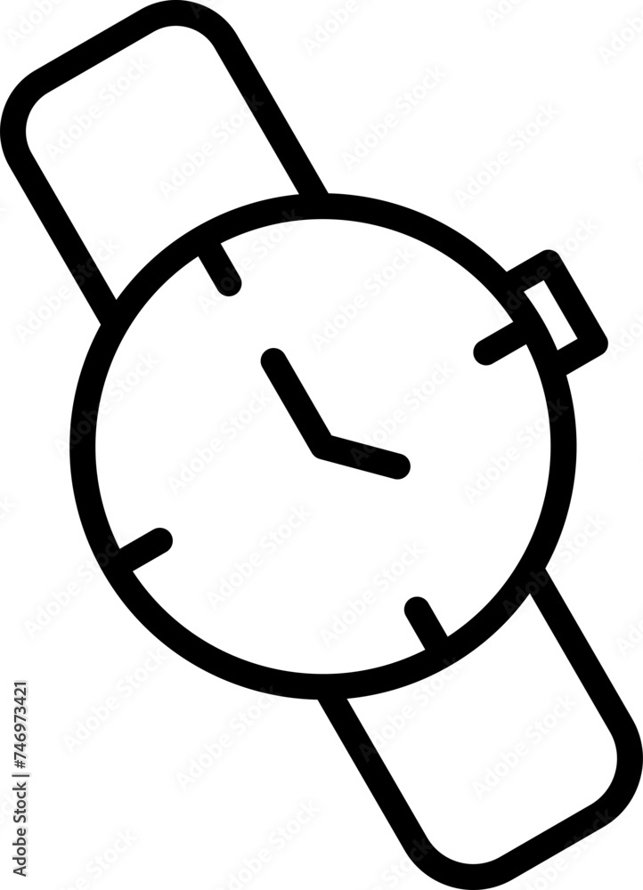 Wristwatch icon in black thin line art. Wristwatch icon in black thin line art.