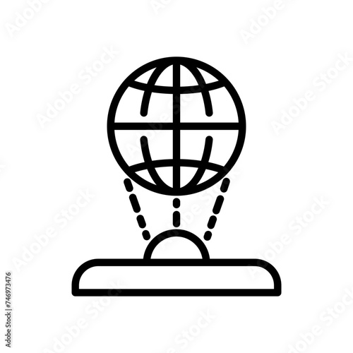 Global hologram icon in thin line art.