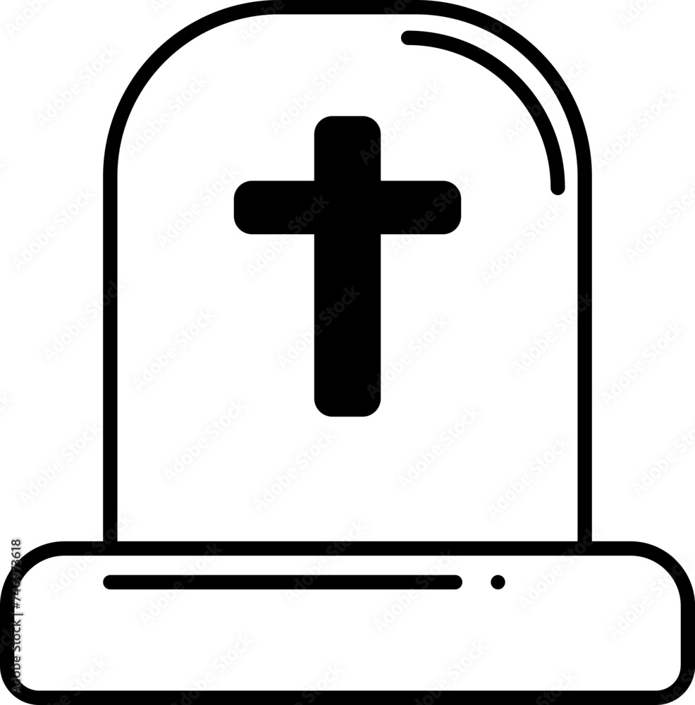 Obraz premium Flat style Graveyard icon in black outline.