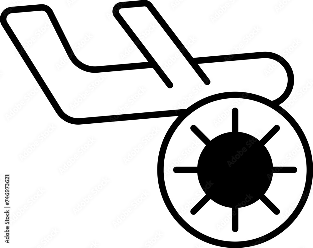 Line art illustration of Virus with Airplane icon. Line art illustration of Virus with Airplane icon.