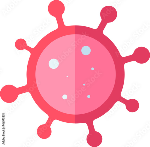 Illustration of Virus icon in red color.