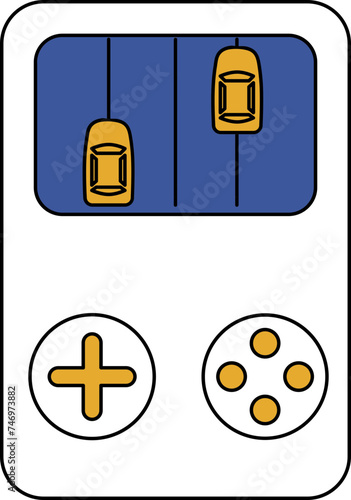 Flat style Car video game in gameboy icon.