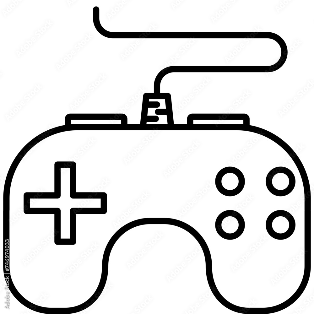 Line Art Illustration Of Game Controller Icon In Flat Style. Line Art Illustration Of Game Controller Icon In Flat Style.