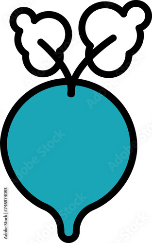Beetroot Icon In Blue And White Color.