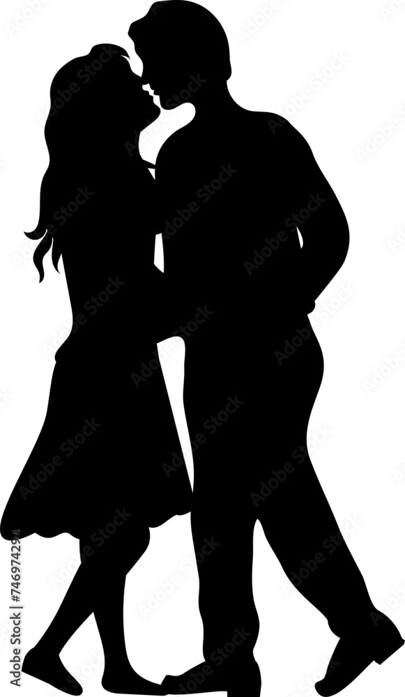 Silhouette character of loving couple in love.