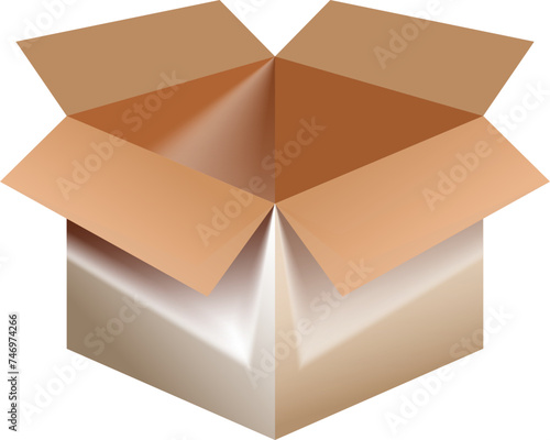Open package or cardboard box in brown color.