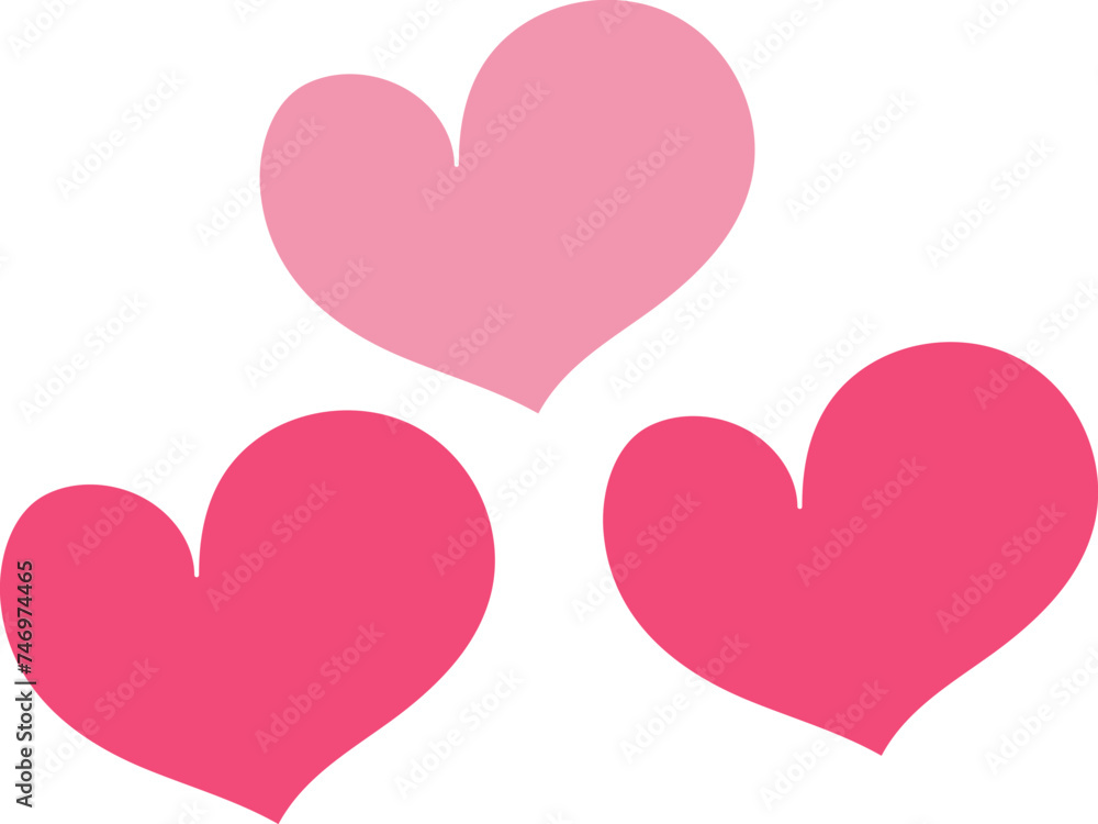 Pink Color Hearts Icon In Flat Style. Pink Color Hearts Icon In Flat Style.