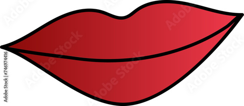 Illustration of Lips Icon In Red Color.