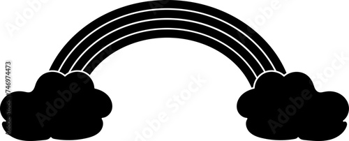 Glyph Rainbow With Cloud Icon In Flat Style.