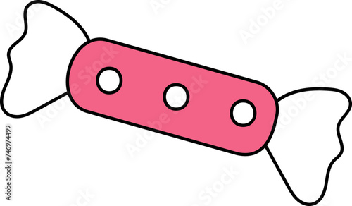 Toffee Icon In Pink And White Color.