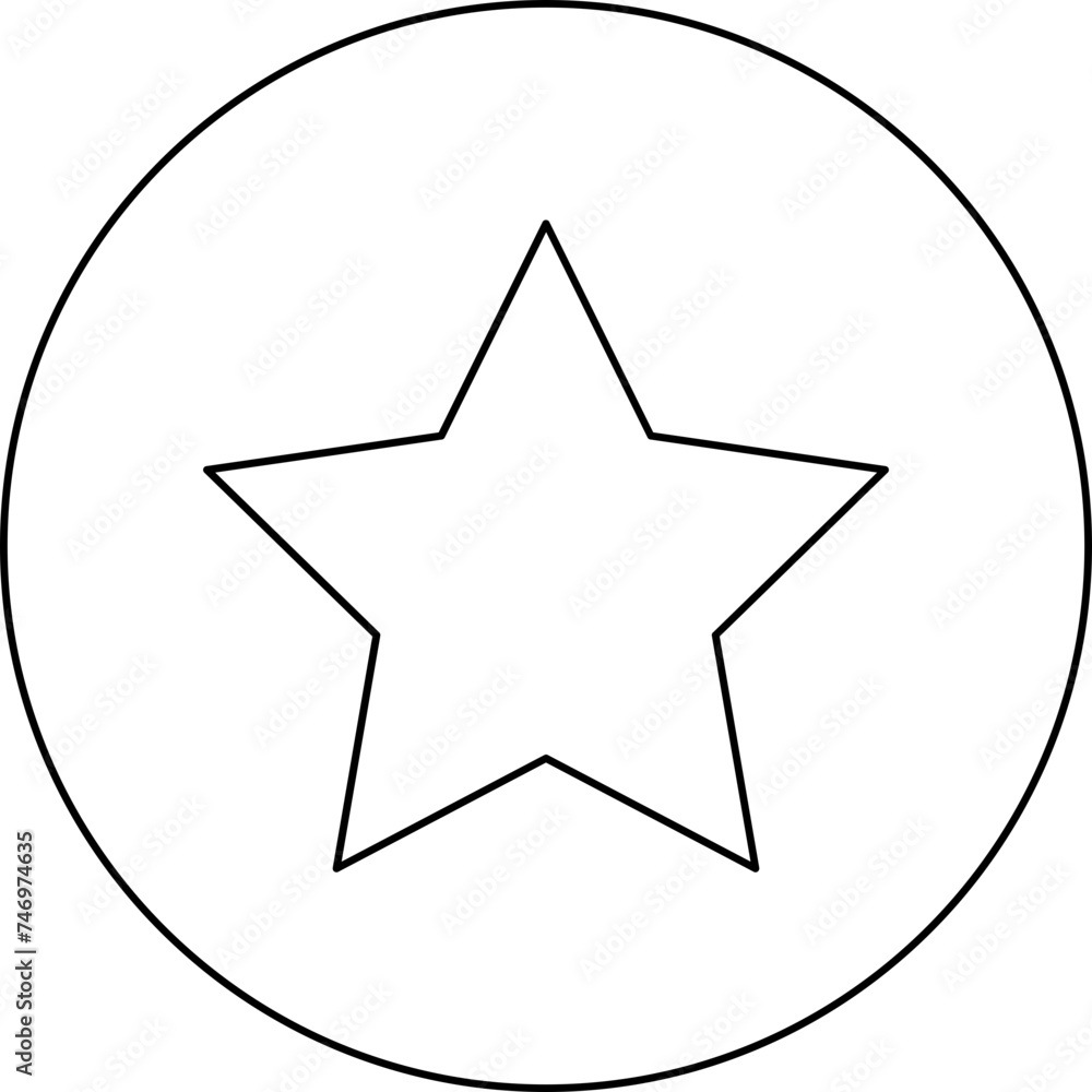 Black Outline Star Rating Icon On White Background. Black Outline Star Rating Icon On White Background.