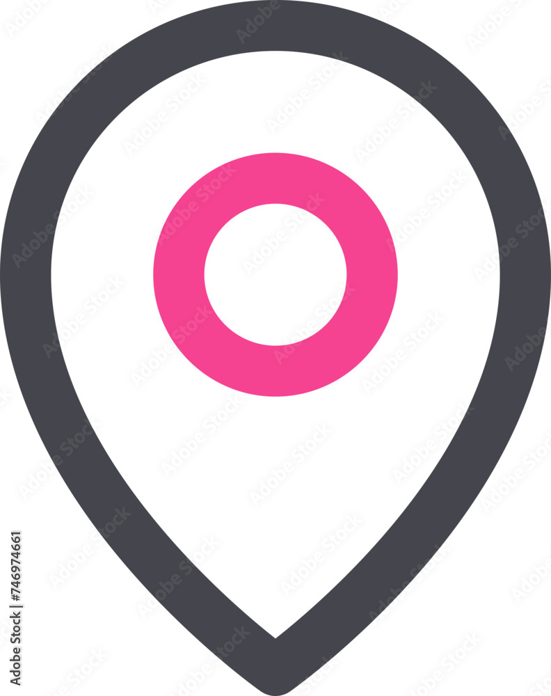 Location Pin icon in grey and pink line art. Location Pin icon in grey and pink line art.