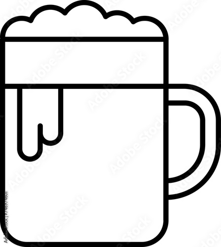 Beer Mug Icon In Black Outline.