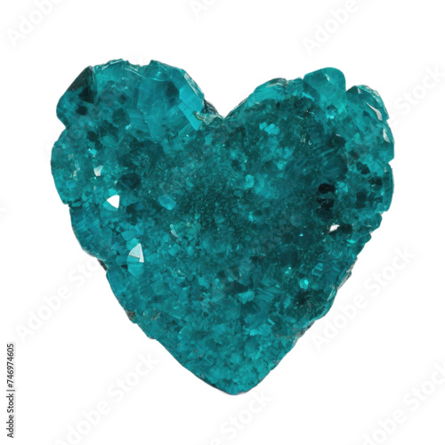 A heart made of the mineral Dioptase on a white background. photo