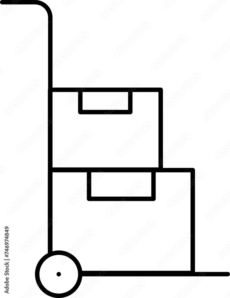 Push Cart With Box Icon In Flat Style. Push Cart With Box Icon In Flat Style.