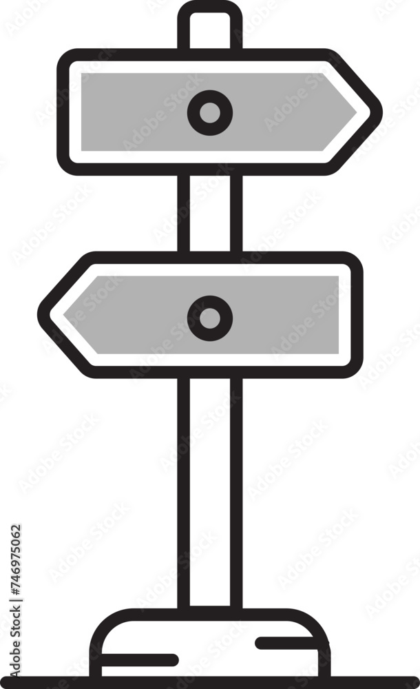 Direction arrow sign board icon in gray and white color. Direction arrow sign board icon in gray and white color.