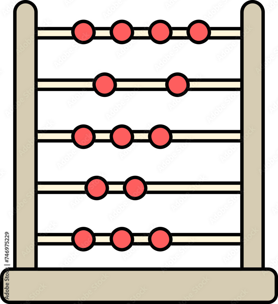 Abacus Icon In Red And Gray Color.
