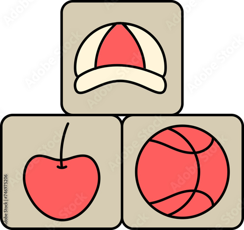 Education Blocks Cube Icon In Flat Style.