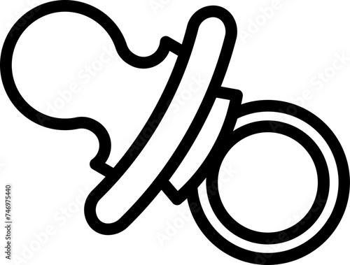 Pacifier Icon In Black Line Art.