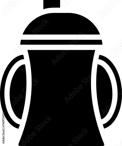 Sippy Cup Icon In B&W Color.