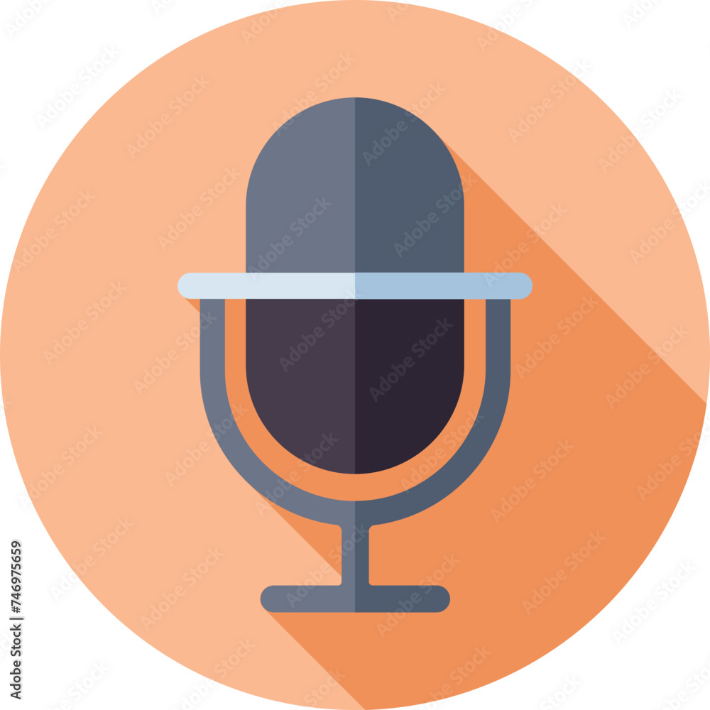 Gray Voice Recorder or Microphone icon on orange circle background. Gray Voice Recorder or Microphone icon on orange circle background.