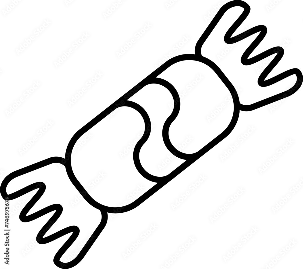 Obraz premium Toffee icon or symbol in black line art.