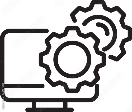 Monitor setting icon in line art.