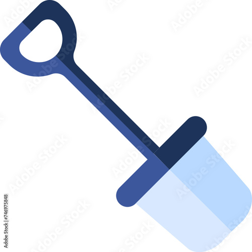 Flat Style Shovel icon in blue color.