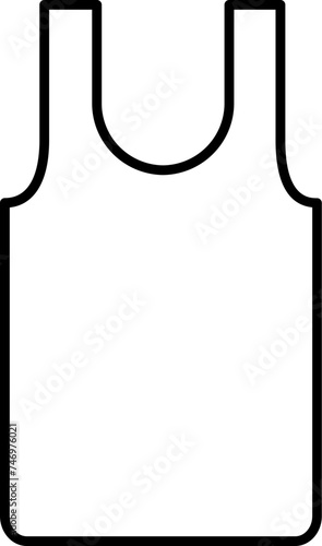 Tank Top or Undershirt Icon in thin Line Art.
