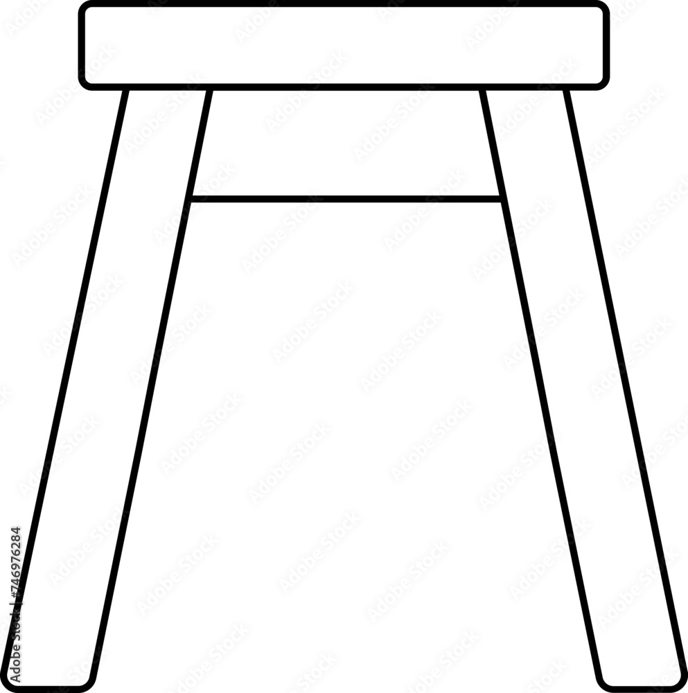 Isolated Stool Icon In Black Line Art. Isolated Stool Icon In Black Line Art.
